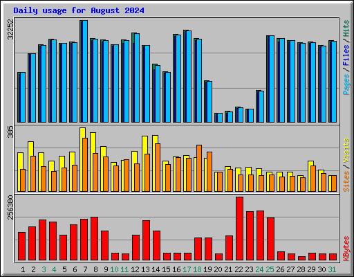 Daily usage for August 2024